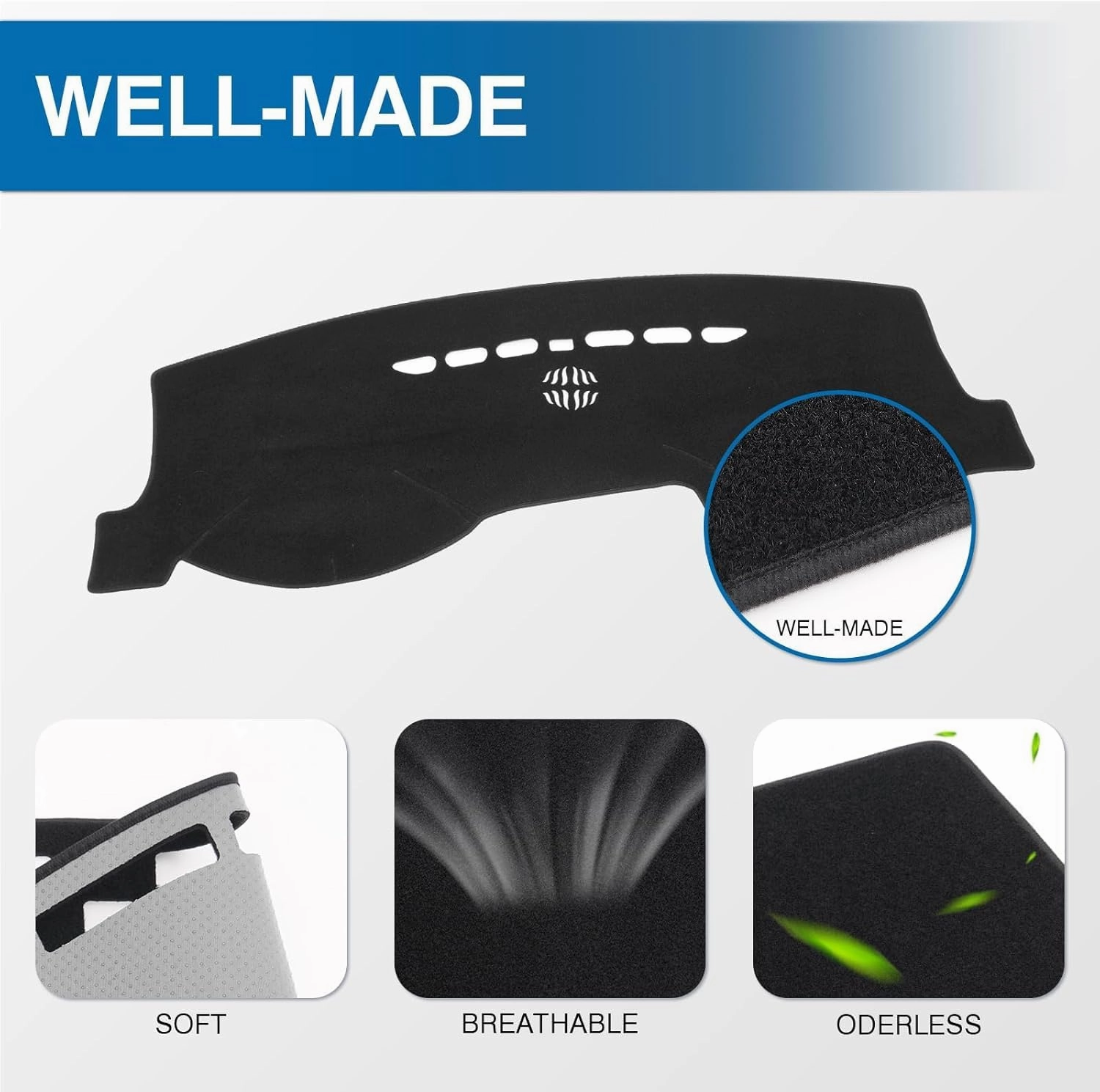 KUST Car Dash Cover for 2013-2020 Ford Fusion(S, SE, Titanium, Hybrid, Sport, Platinum, Energi) Non-Slip Center Console Dash Cover Interior for Ford Fusion Accessories Custom Fit Dash Mat Black
