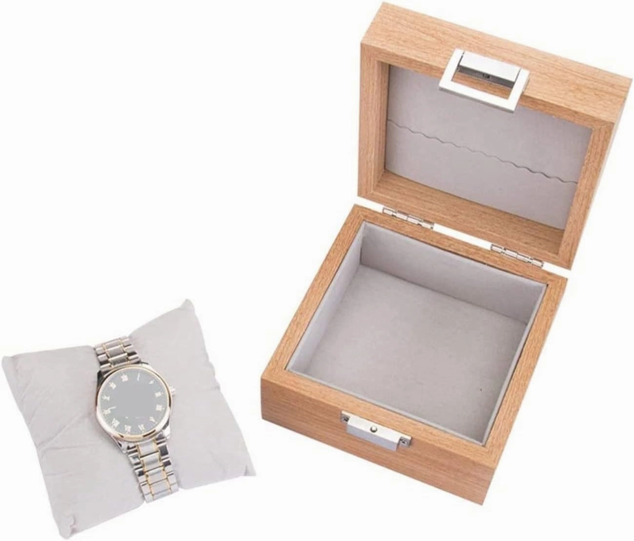 KYUSAR Watch Box Watch Holder Watch Organizer Display Watch Box Single Slot Wood Bracelet Bangle Holder Storage Case Organizer With Pillows Watch Case