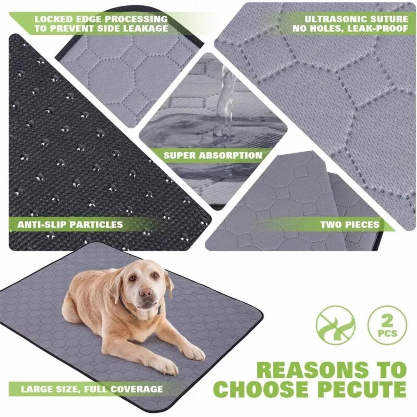 L 50cmx70cm Mat Pads Bed Absorbent Puppy Training Washable Pet Dog Pee Pad