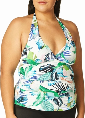La Blanca Women's V-Neck Halter Tankini Swimsuit Top