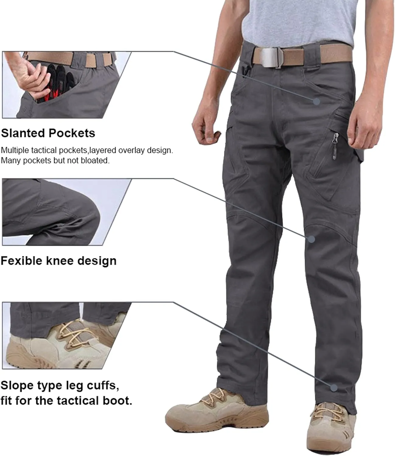 LABEYZON Men's Casual Cargo Work Pants Outdoor Lightweight Military Tactcial Pants for Men with 9 Pockets
