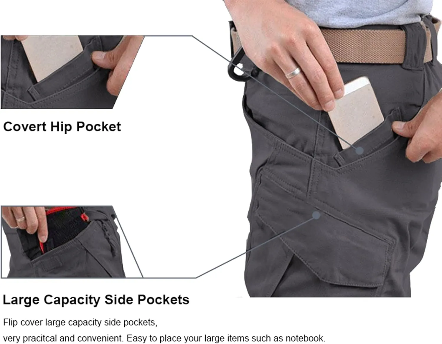 LABEYZON Men's Casual Cargo Work Pants Outdoor Lightweight Military Tactcial Pants for Men with 9 Pockets