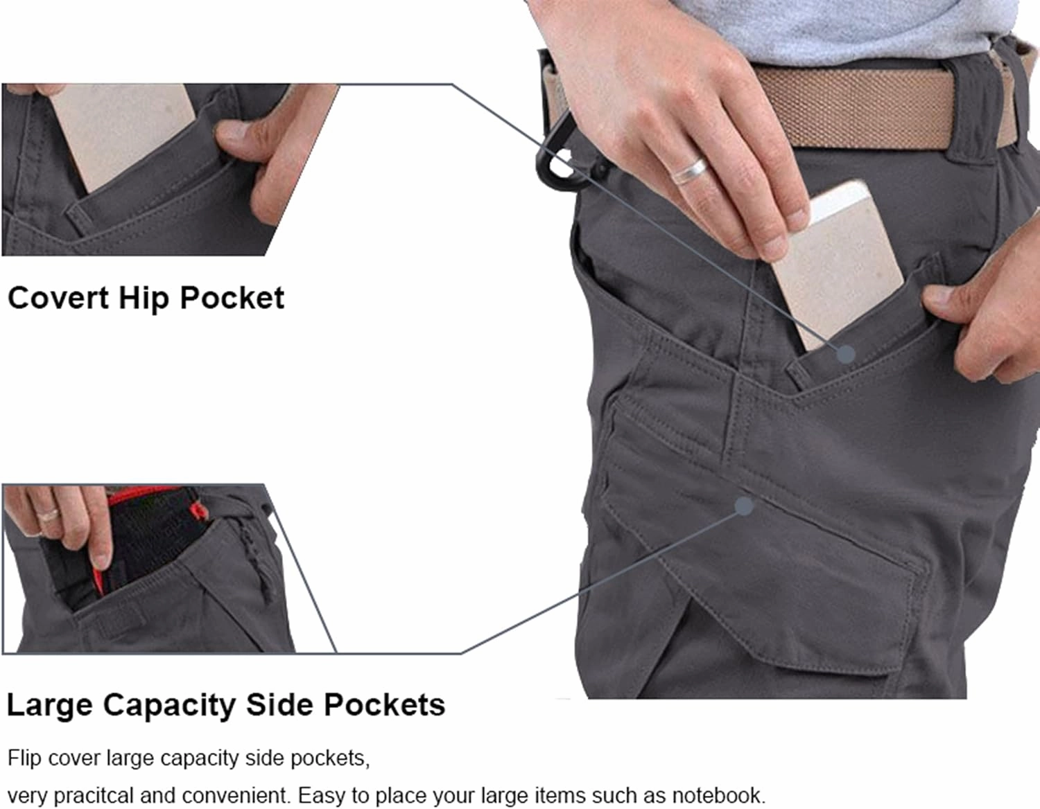 LABEYZON Men's Casual Cargo Work Pants Outdoor Lightweight Military Tactcial Pants for Men with 9 Pockets