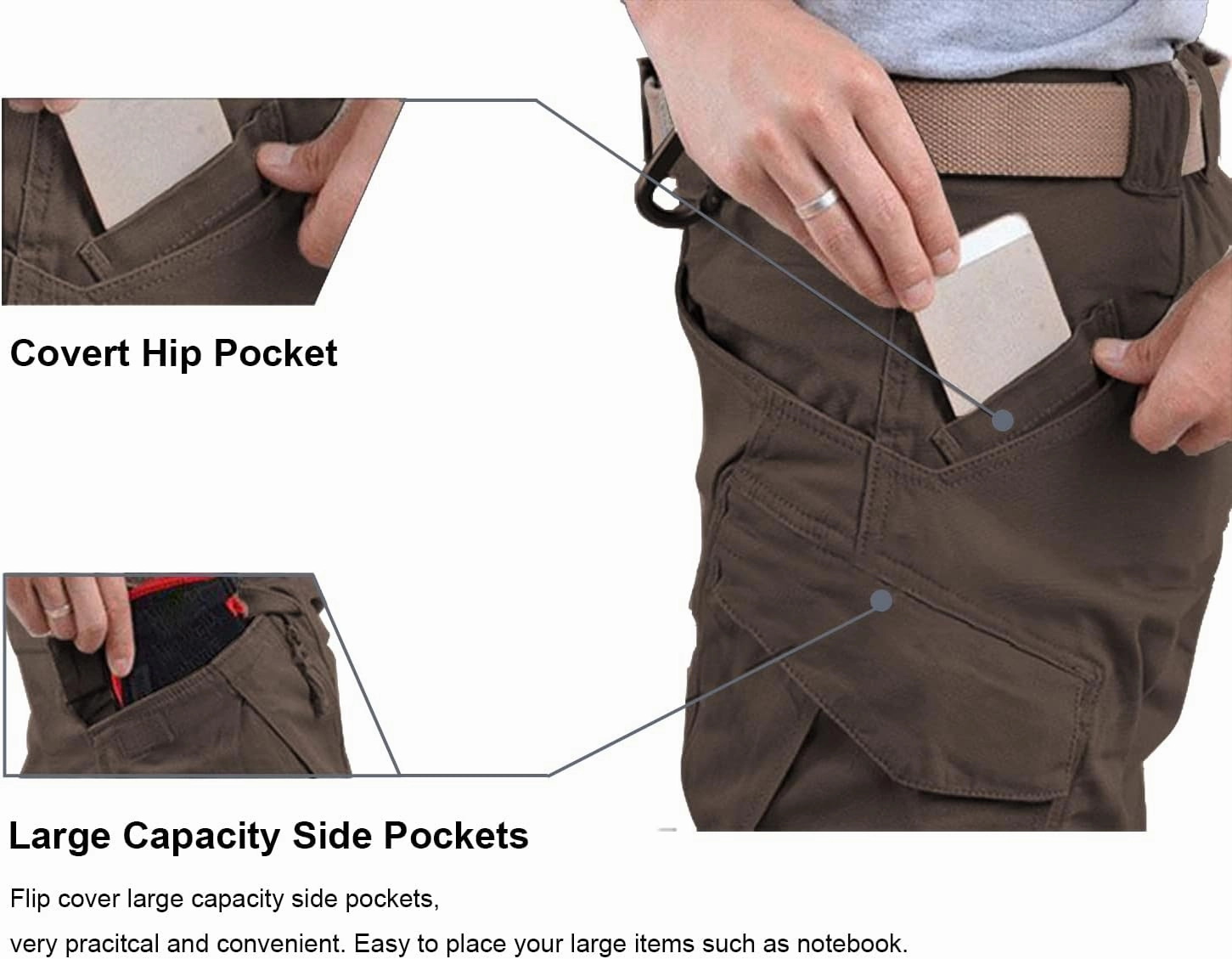 LABEYZON Men's Casual Cargo Work Pants Outdoor Lightweight Military Tactcial Pants for Men with 9 Pockets