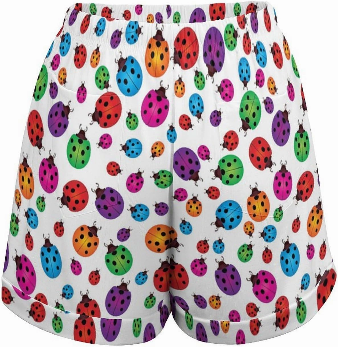 Ladybug Sweat Shorts Bermuda Short Womens Short Pants High Waisted Drawstring Casual Loose Bottom Board Shorts