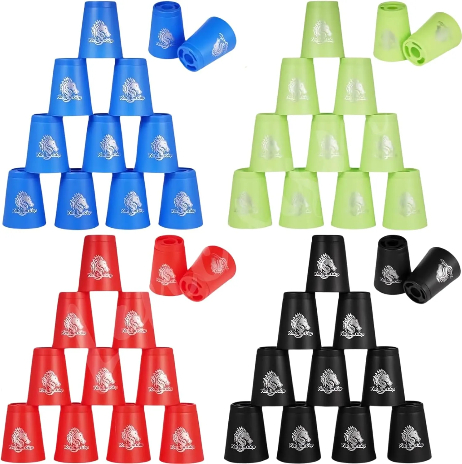 Lancisism 48Pcs Sport Stacking Cups, New Stacking Cups Set Classic Stack Training Game Toys with Carry Bag for Travel Party Challenge Competition