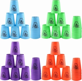 Lancisism 48Pcs Quick Stacking Cups Set, BPA-Free Material Sports Training Stacking Cup Game, Classic Family Game for Kids Adults Idea (12 Blue & 12 Green & 12 Purple & 12 Red)
