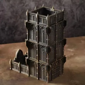 LANGWEI Dice Tower with Tray, Cathedral of The Dead Dice Rolling Tower for Table Games, TRPG, Roleplaying, Dungeons and Dragons Games, Creative Gift