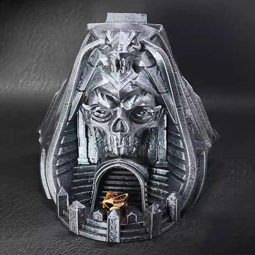 LANGWEI Dice Tower with Tray, Egyptian Pharaoh Skull Dice Rolling Tower for Table Games, TRPG, Roleplaying, Dungeons and Dragons Games, Creative Gift