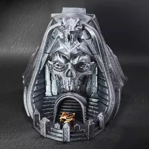 LANGWEI Dice Tower with Tray, Egyptian Pharaoh Skull Dice Rolling Tower for Table Games, TRPG, Roleplaying, Dungeons and Dragons Games, Creative Gift