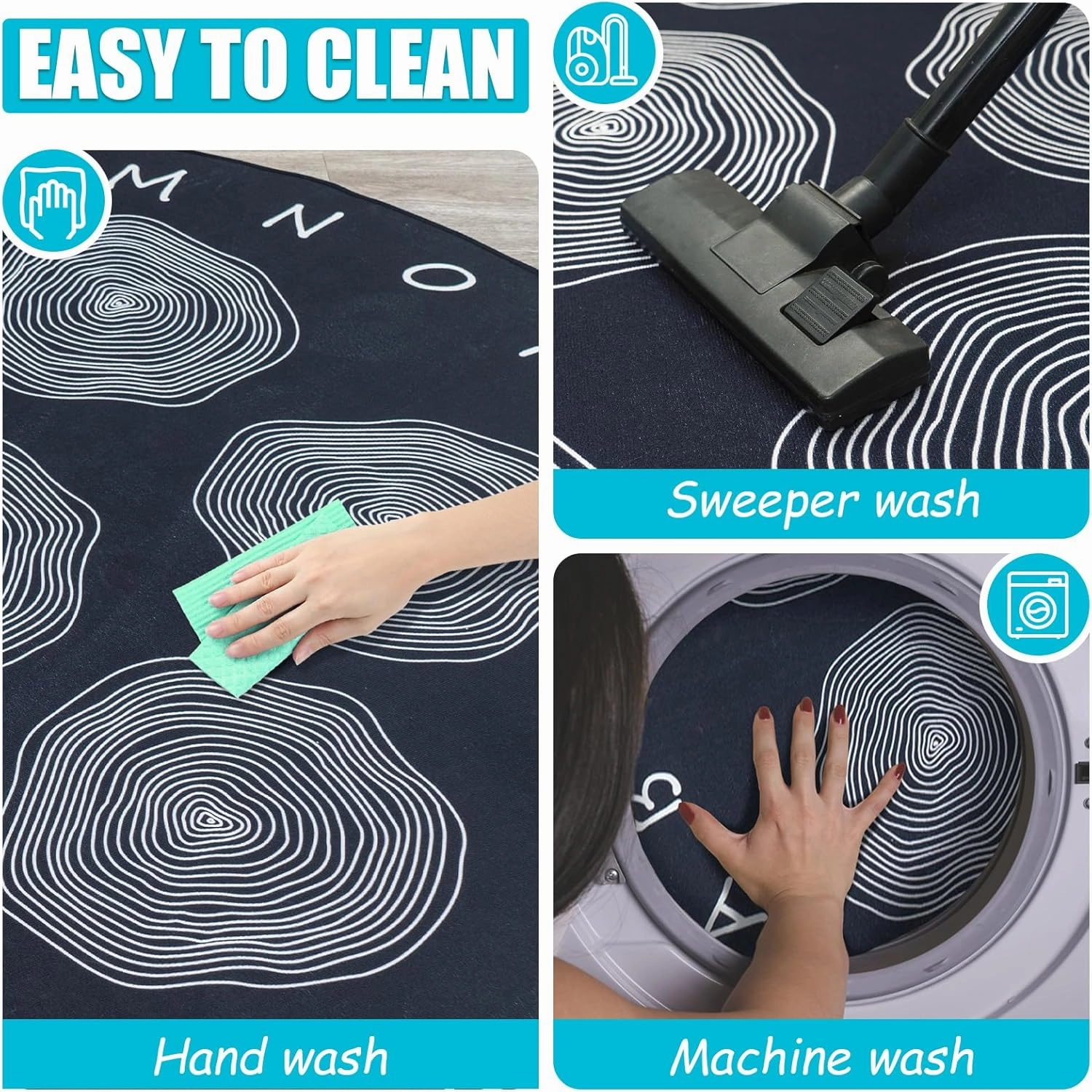 Large Classroom Rugs, ABC Alphabet Educational Area Rug for Kids,6ft Non-Slip Circle Abstract Carpet for Girls and Boys Bedroom,Carpet for Elementary Classroom,Play Rug 7 Seats,Nursery Rugs Washable
