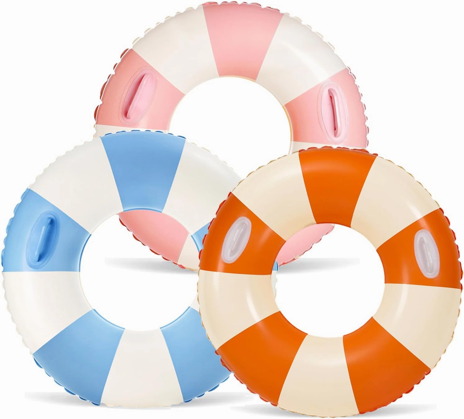 Large Swim Ring with Handles for Adults,43 Inch Classic Striped Pool Inner Tubes,Inflatable Pool Floats,Pool Floaties Adult Size for Summer Pool Party Beach