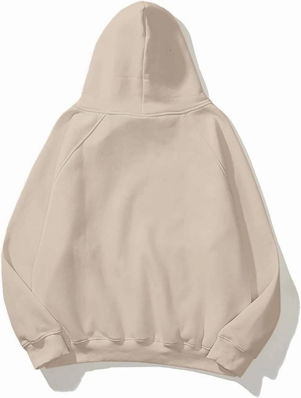 Lauweion Women Solid Basic Fleece Letter Loose Hoodie Sweatshirt Long Sleeve Kangaroo Pocket Drop Shoulder Pullovers Top