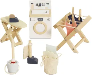 Le Toy Van - Wooden Daisylane Laundry Room Accessories Play Set for Dolls Houses | Girls or Boys Furniture Sets - Suitable for Ages 3 