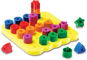 Learning Resources Stacking Shapes Pegboard, Toddler Pegboard, Stacking Pegboard Set, Fine Motor Toy, 27 Piece Set, Ages 2 
