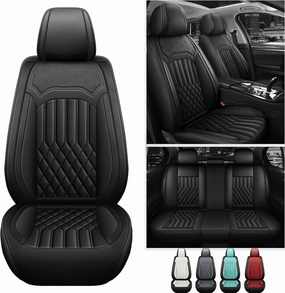 Leather Seat Cover for Ford Bronco Sport 2021-2024, Waterproof Soft Seat Covers with Airbag Compatible, Automotive Interior Accessories Seat Cushions and Seat Protectors(Black, 5 Seats)