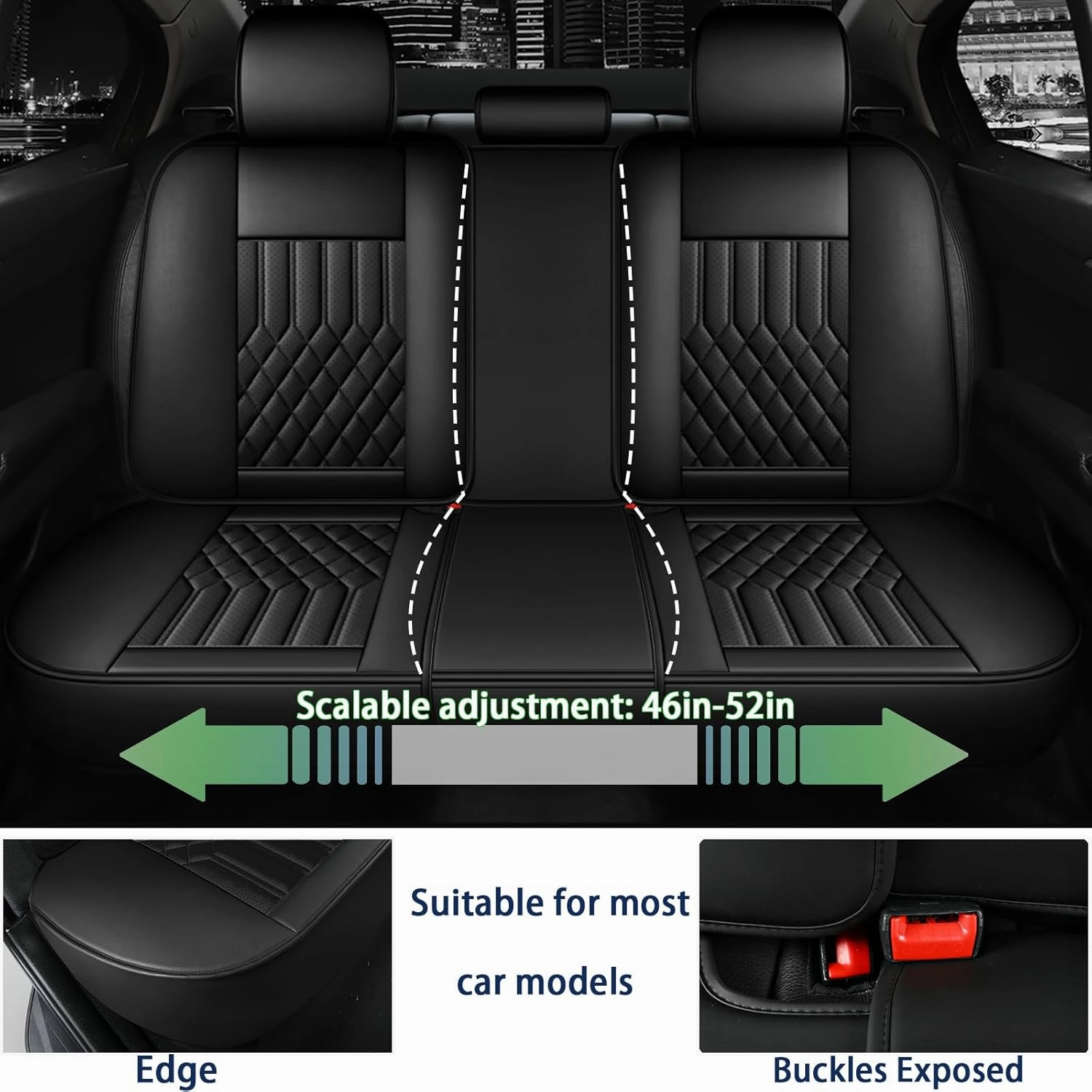 Leather Seat Cover for Ford Bronco Sport 2021-2024, Waterproof Soft Seat Covers with Airbag Compatible, Automotive Interior Accessories Seat Cushions and Seat Protectors(Black, 5 Seats)