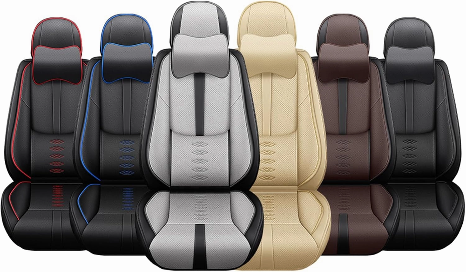 Leather Seat Covers for Chevy Bolt EUV 2022 2023,Car Seat Covers Full Set,Waterproof Car Seat Protectors with Airbag,Comfort Interior Cover Seats for Cars(Black Red,Pillows)
