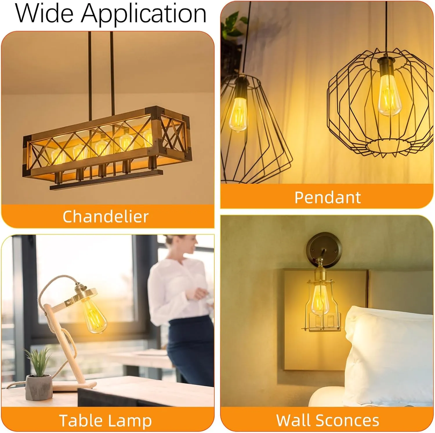 LED Edison Bulbs Dimmable, E26 Bulb 60 watt, Soft White 2700K, ST58 Vintage Light Bulbs, 90  CRI, 6W 600LM, E26 Medium Base, Clear Glass, 10 Pack