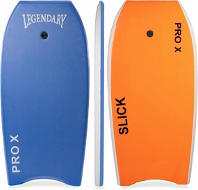 Legendary Pro X Bodyboard for Beach with Hard Slick Bottom, Boogie Boards for Kids & Adults, Heat Sealed with EPS Core, Leash