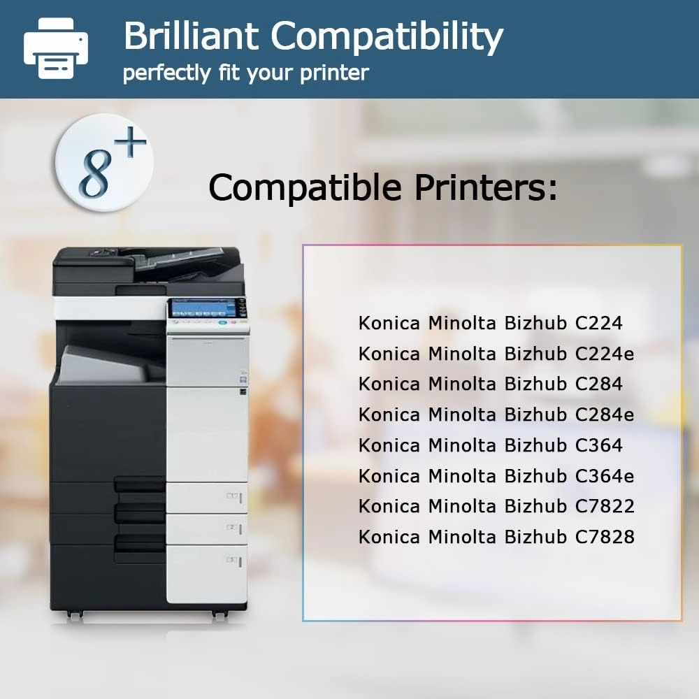 Leize Compatible TN321 Konica Minolta Bizhub C224e C364e C284e Toner Cartridge TN-321 Replacement for Konica Minolta Bizhub C224 C284 C364 C7822 C7828 Series Printers Ink (KCMY, 4-Pack)