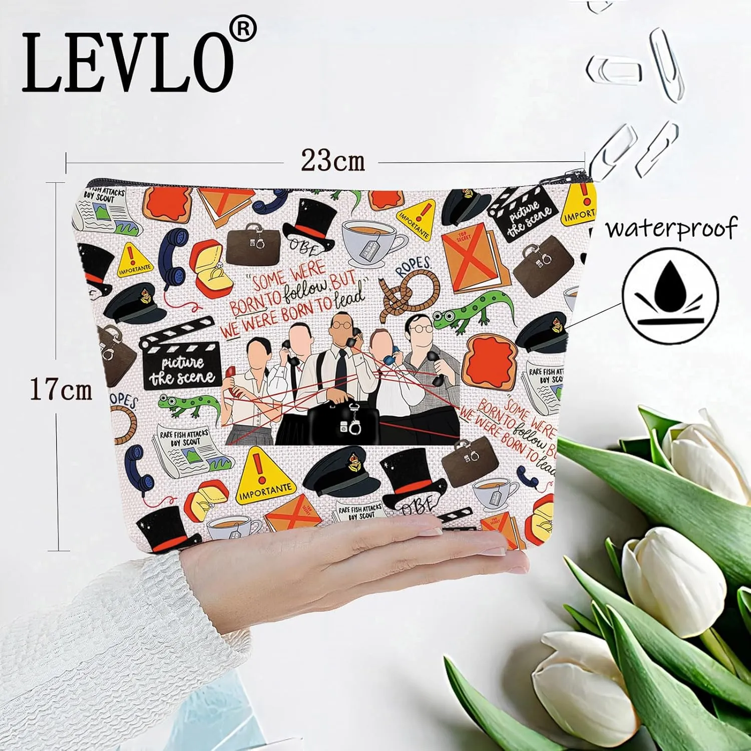 LEVLO Ewen Montagu Musical Makeup Bag Ewen Montagu & Jean Leslie Fans Gift Charles Cholmondeley Toiletry Bag(OBE Bag)