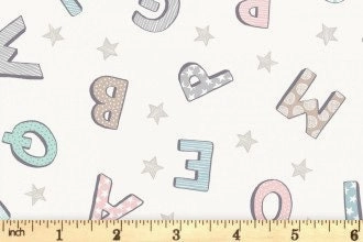 Lewis & Irene Bella Bunny and Bear Fabric Collection Alphabet on Cream Premium A648.1