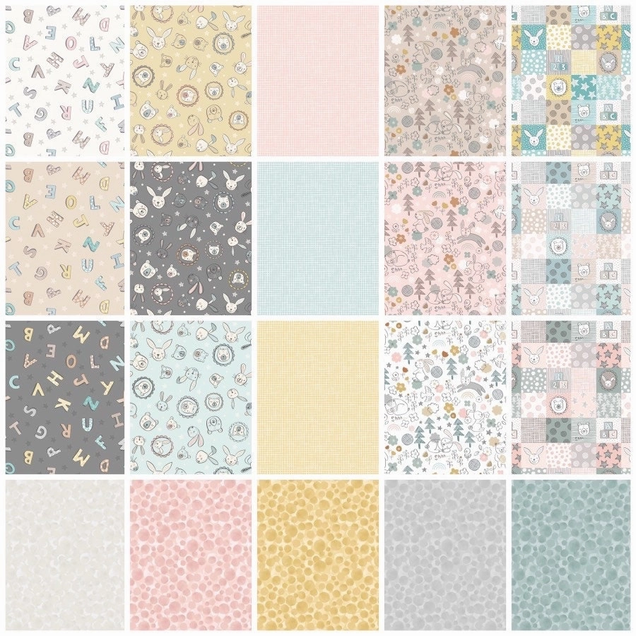Lewis & Irene Bella Bunny and Bear Fabric Collection Alphabet on Cream Premium A648.1