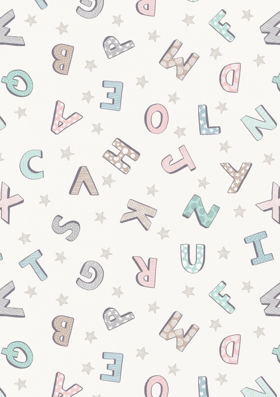 Lewis & Irene Bella Bunny and Bear Fabric Collection Alphabet on Cream Premium A648.1