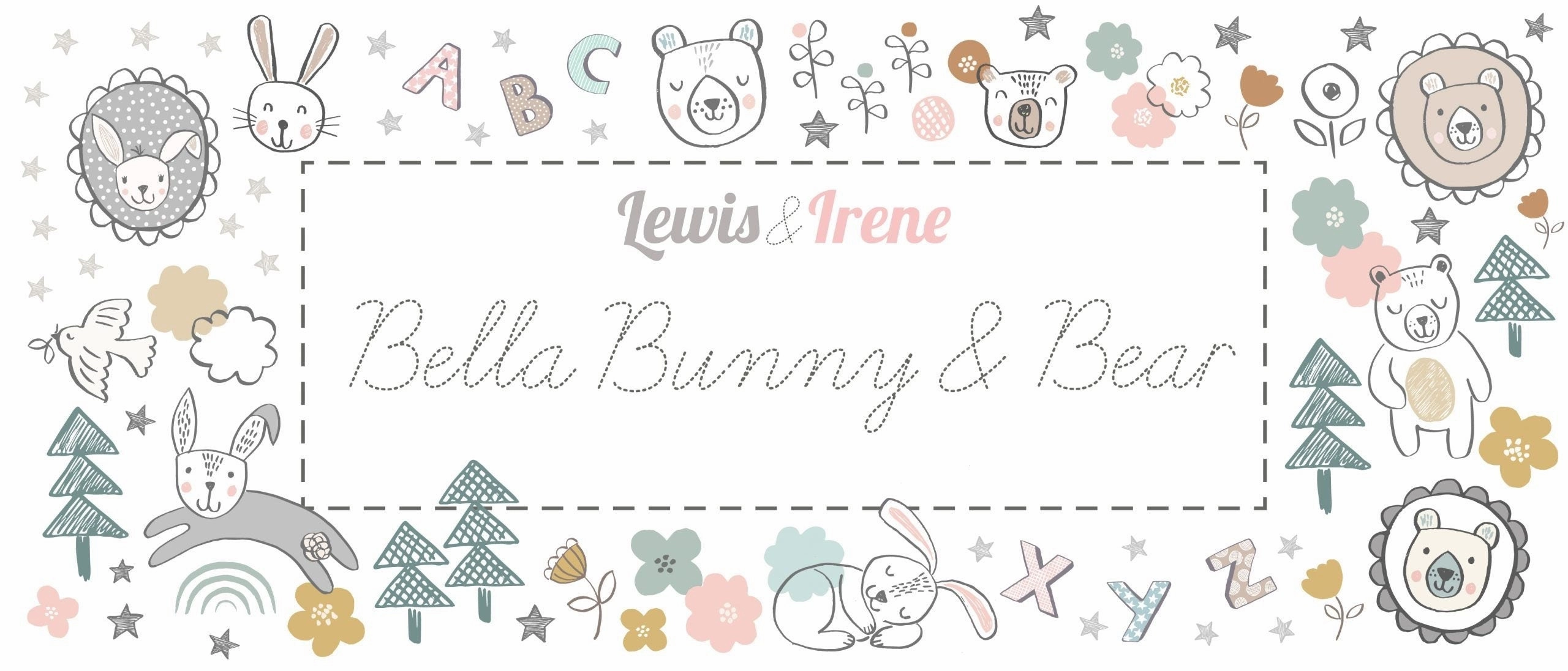Lewis & Irene Bella Bunny and Bear Fabric Collection Alphabet on Cream Premium A648.1