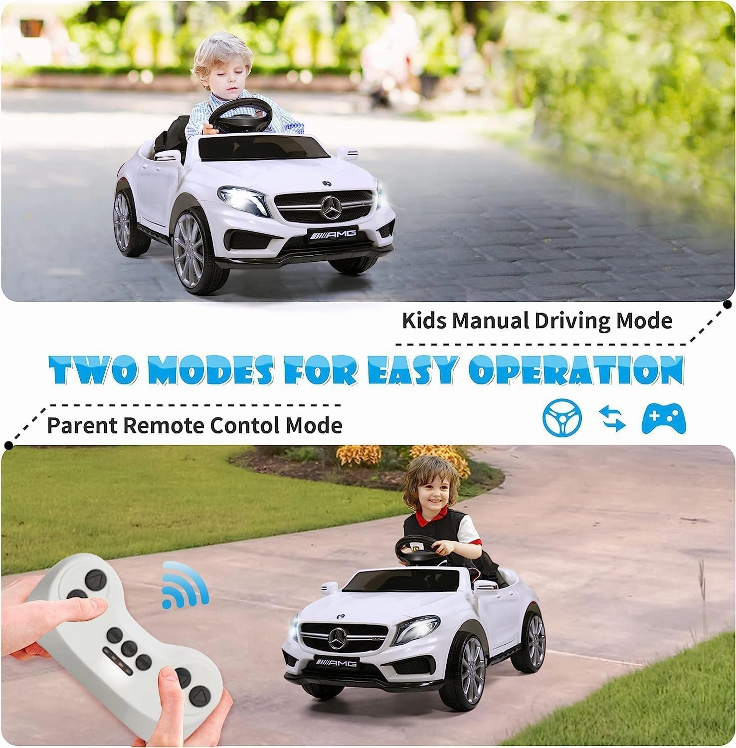 Licensed Mercedes Benz Electric Car for Kids by TOBBI,Toddler Electric Vehicle,Children Ride On Toy with Parental Remote Control/Double Doors/5 Point Safety Belt/LED Lights for Ages 3 