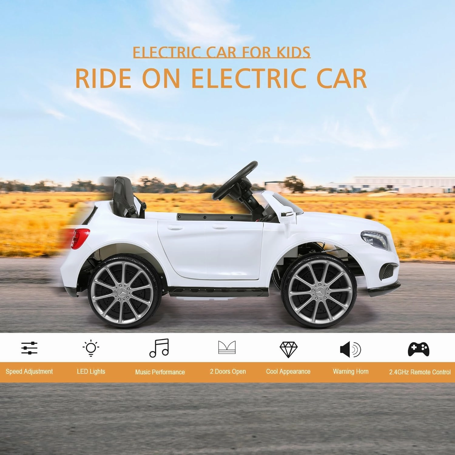 Licensed Mercedes Benz Electric Car for Kids by TOBBI,Toddler Electric Vehicle,Children Ride On Toy with Parental Remote Control/Double Doors/5 Point Safety Belt/LED Lights for Ages 3 