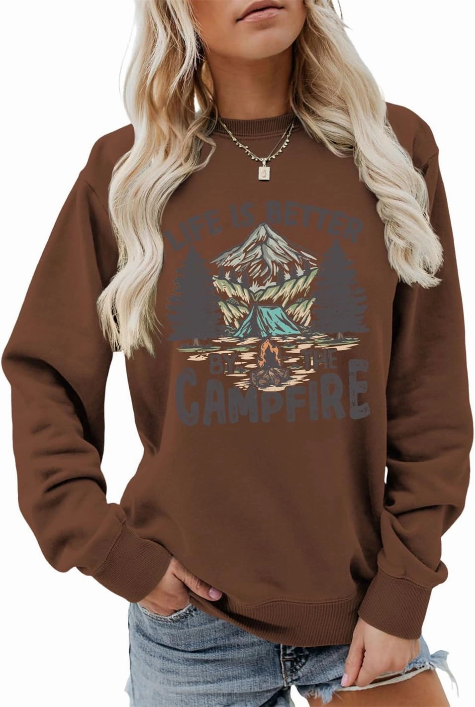 Life is Better By The Campfire Sweatshirt Hikingr Sweater Campfire Shirt Women Crewneck Camping Life Pullovers