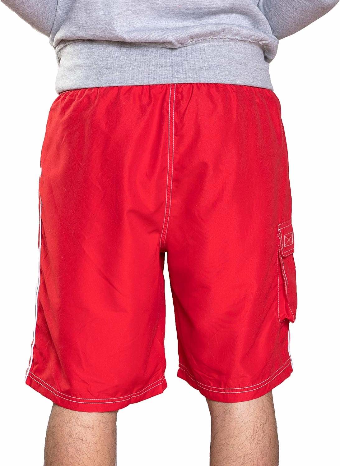 LIFEGUARD Officially Licensed Red Men's Board Shorts Swim Trunks with Side Pocket, Men and Boys, Great for Beach & Pool