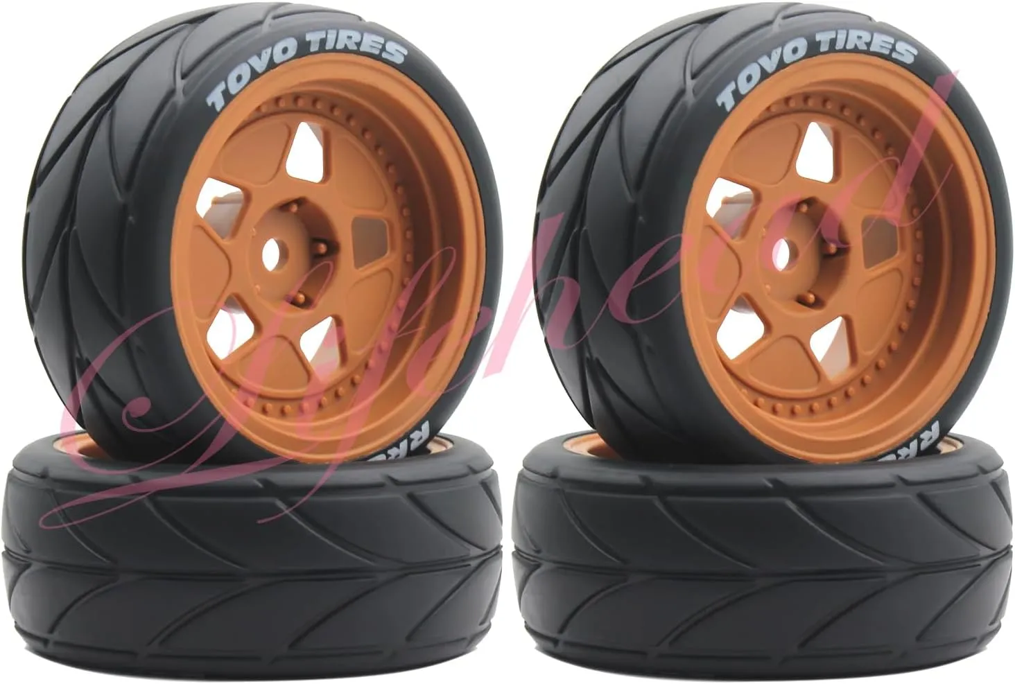 Lifehead 65mm On Road Rubber Tires& Wheels Rims 12mm Hex Hub for HPI Ken Block's Tamiya XV01 TT01 TT02B Kyosho FAZER MK2 Lc racing PTG HSP RGT RC 3RACING D5 1/10 RC Rally Car