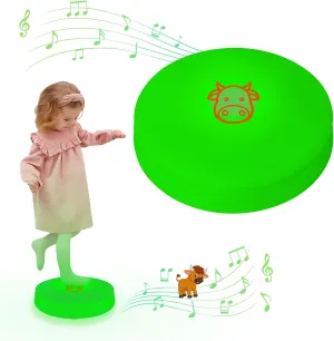 Light Up Music Toys, Touch Sensitive Toddler Toy, LED Floor Tiles Indoor Games, Interactive Animal Sounds Toys for Home, School, Playground - Green (Cow)