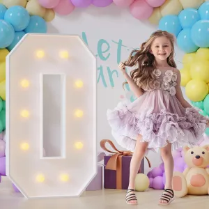 Light Up Numbers 4FT, Number 0 Light Up Sign Marquee Numbers 4 Feet Tall, Large 0 Marquee Number for 0th Birthday Party Decorations Mosaic Número