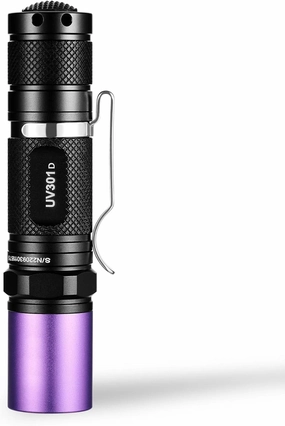 LIGHTFE UV301D High Power Mini UV Flashlight 365nm Black Light, Max 3000mW High Power, Suitable for Resin Glue Curing Lamp, Rock and Mineral Fluorescent Agent, Stain, Urine Detection