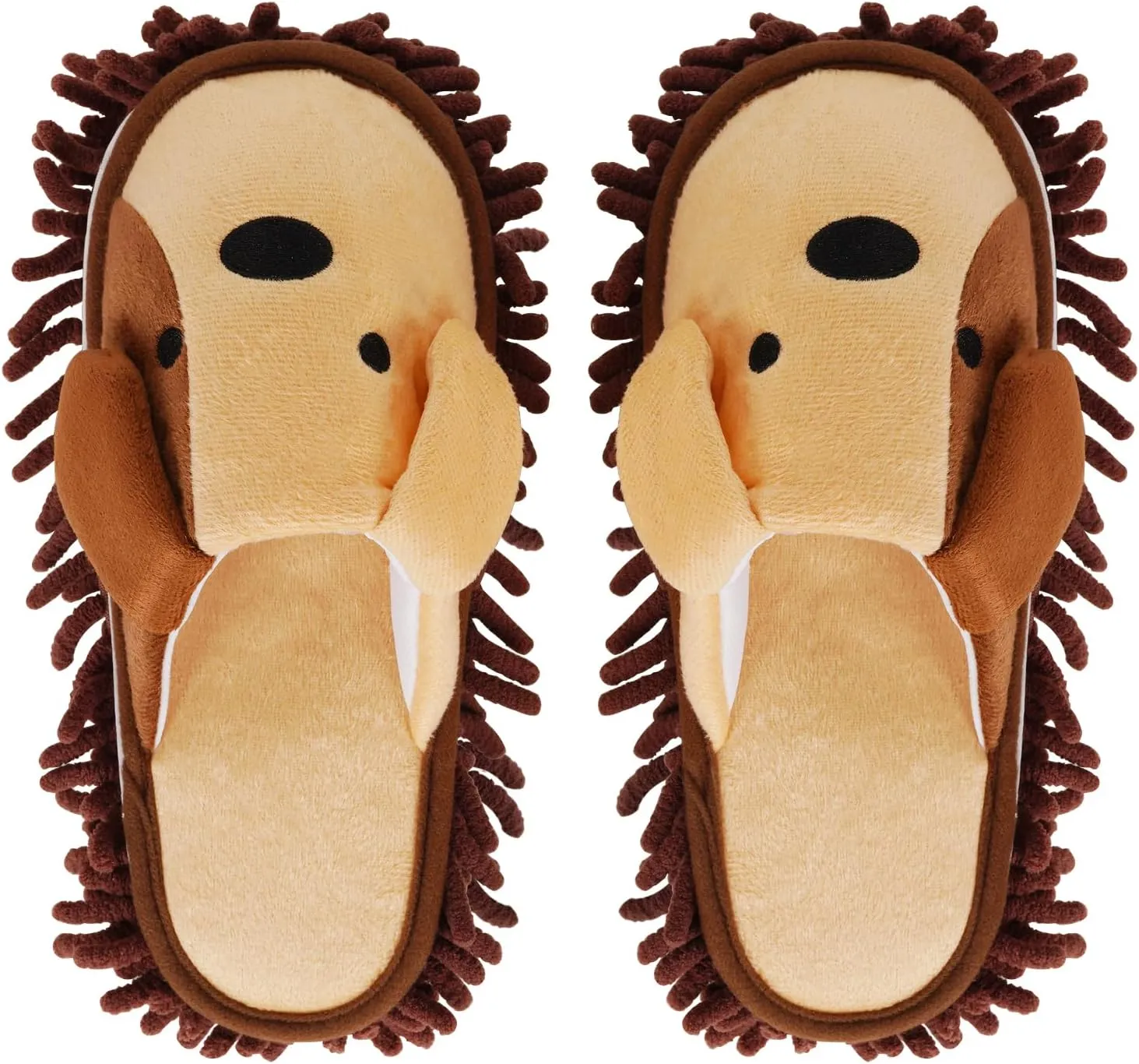Liitrton Washable Chenille Microfiber Slippers Floor Dust Dirt Hair Detachable Microfiber Mop Slippers for Office Home Room (Brown, Women 7-9/Men 5-7)
