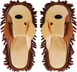 Liitrton Washable Chenille Microfiber Slippers Floor Dust Dirt Hair Detachable Microfiber Mop Slippers for Office Home Room (Brown, Women 7-9/Men 5-7)