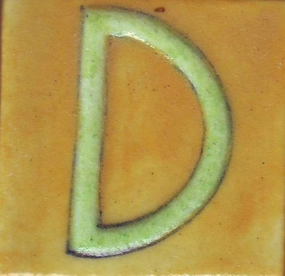 Lime Green D Alphabet Yellow Tile (2x2)
