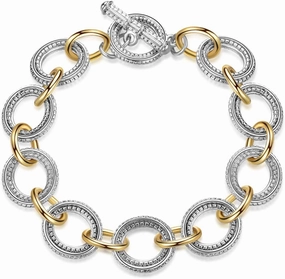 Link Bracelet for Women 2 tone Circles Chain Silver and Gold Wire Cable Bangle Designer Inspired Bracelets