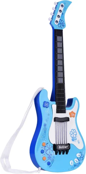 Little Guitar With Rhythm Lights and Sounds - Fun Educational Musical Instrument for Toddlers Boys and Girls - Blue Electric Guitar for Ages 3-5