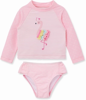 Little Me Baby Girl's Two-Piece UPF  50 Sun Protection Rash Guard Set