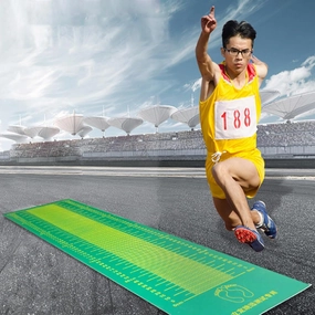 Long Jump Mat Home Gym Measure Board for Concrete Floors/Hardwood Floor/Tiles, Outdoor Training Jump Rope Mat, Shock Absorbing Stretching Yoga Pad(Color:Red,Size:Adults (350 x 90 cm))