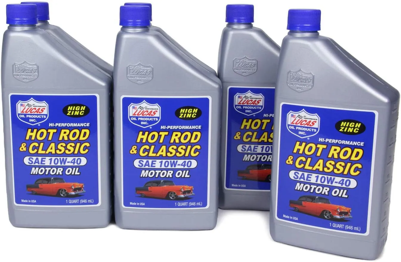 Lucas Oil 10688 Hot Rod & Classic Car SAE 10W-40 Motor Oil - 1 Quart (Pack of 6)