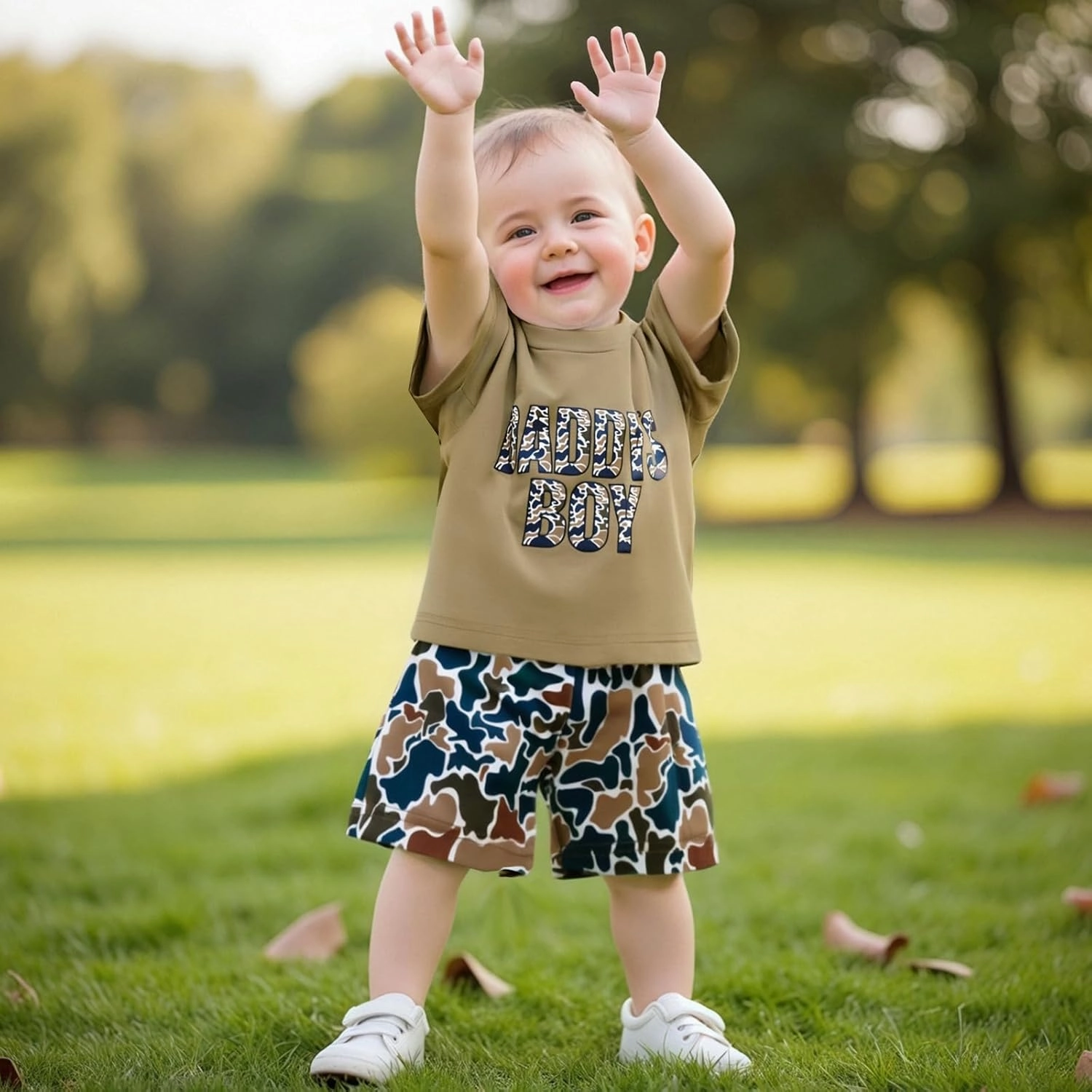 luethbiezx Toddler Baby Boys Summer Clothes Set Daddy's Boy Short Sleeve T-shirt and Camoflage Shorts 2PCS Outfit