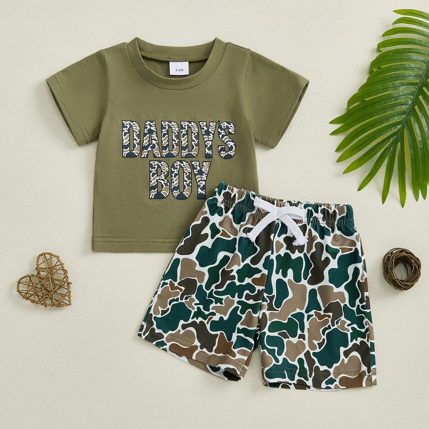 luethbiezx Toddler Baby Boys Summer Clothes Set Daddy's Boy Short Sleeve T-shirt and Camoflage Shorts 2PCS Outfit