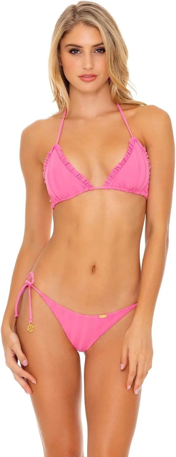 Luli Fama Party Pink Bachelorette and HER Babes Brazilian Ruched TIE Side Bottom