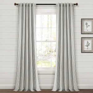 Lush Decor Farmhouse Vintage Stripe Yarn Dyed Cotton Back Tab/Rod Pocket Window Curtain Panels Pair, 84" L x 40" W, Gray